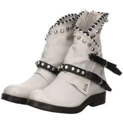 A.S.98 Damen Stiefel Schuhe Boots Elegant Freizeit Nieten Glattleder Uni Klassische Stiefel - Hellgrau -Schuh Verkauf 27202346 10